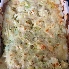 Potato, cauliflower, cabbage cheesy bake A picture of Potato, cauliflower, cabbage cheesy bake.
