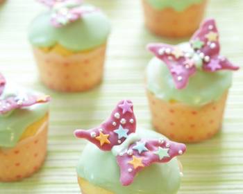 Fresh, Cooking Recipe Spring Coloured Butterfly Cheese Cupcakes Delicious Perfect