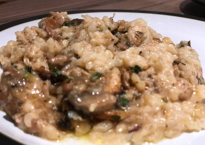 Chicken, pancetta and wild mushroom risotto