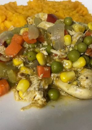 Una foto de Pollo a la cazadora