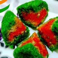 A picture of Tri Colour Coconut Ladoo.