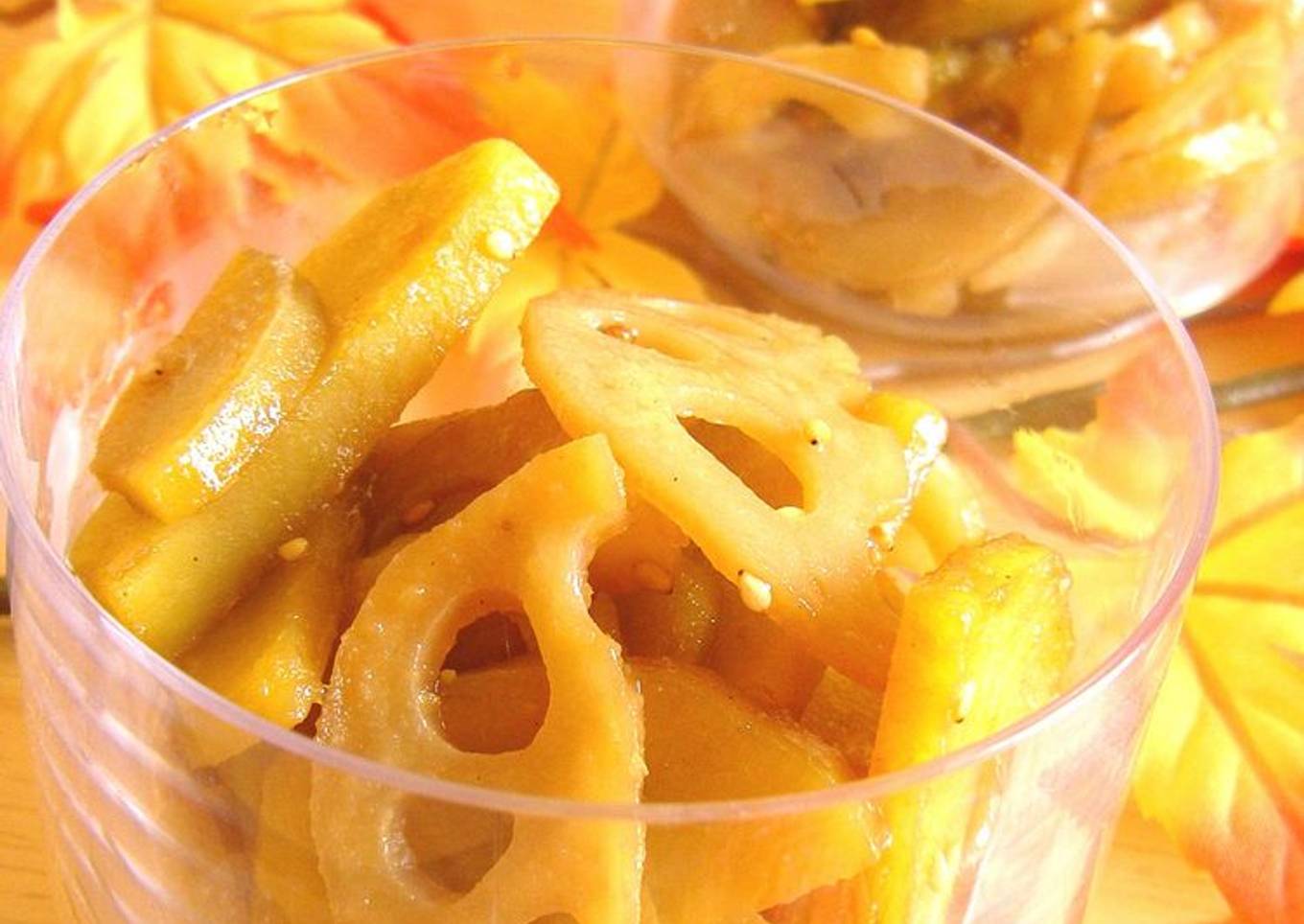 Fried sweet potato and lotus root