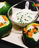 Calabacín luna relleno de cuscús con calabaza