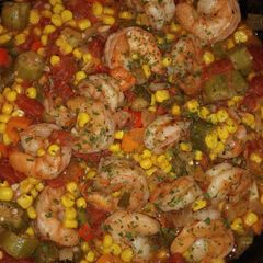 A picture of Creole Succotash with Shrimps.