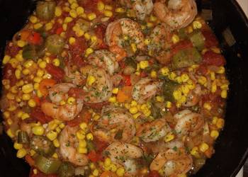 How to Recipe Appetizing Creole Succotash with Shrimps