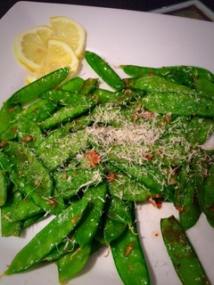 A picture of Garlic Snow Peas With Lemon Zest and Parmesan.