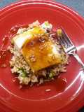 Sake glazed Halibut over rice