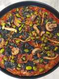 Pizza vegana con base de chía y avena con ras el hanout