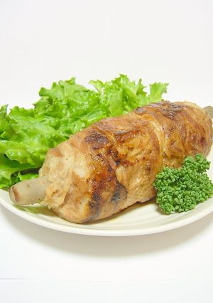 A picture of Manga-Like Meat on a Stick.