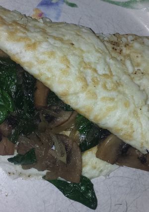 A picture of Spinach and mushroom egg white omelette.
