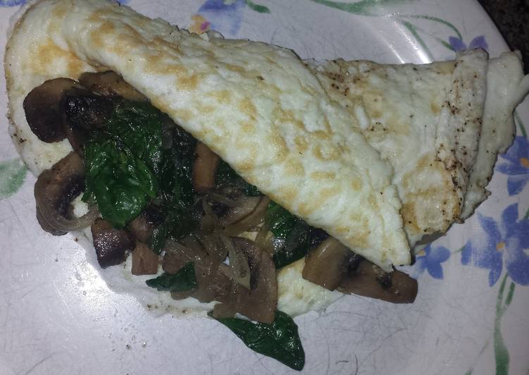 Recipe of Super Quick Homemade Spinach and mushroom egg white omelette