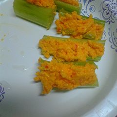 A picture of Celery and pimento cheese.