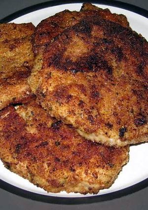 A picture of garlic parmesan pork chops.