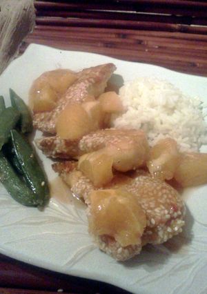 A picture of Orange Sesame Chicken.