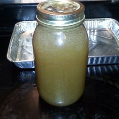 A picture of Turkey stock from scraps.
