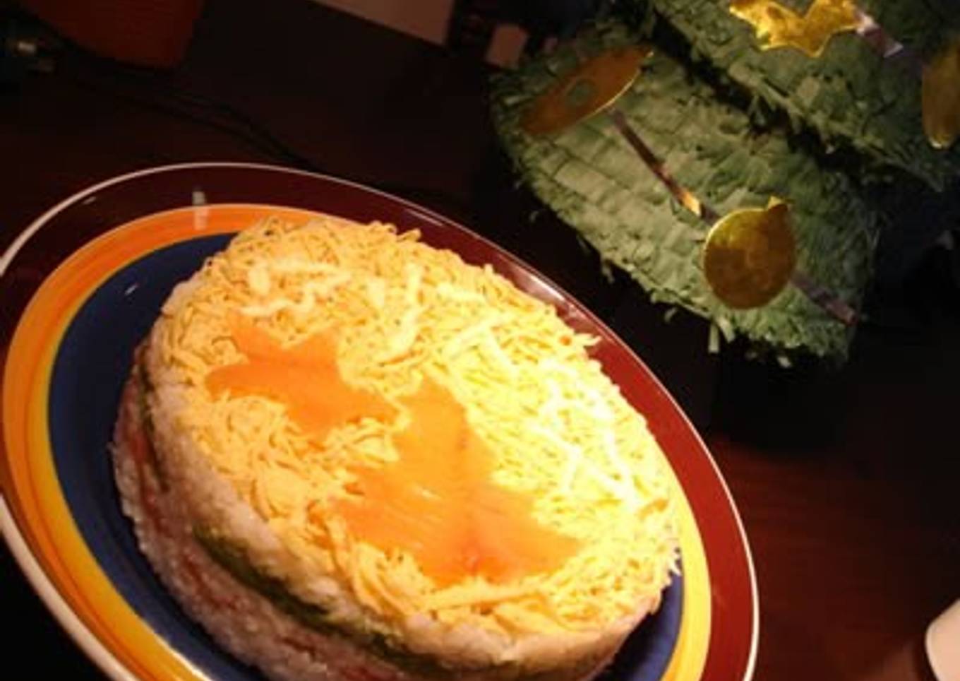 Simple Salmon & Avocado Sushi Cake