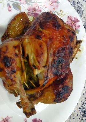 عکسی از دستور مرغ شکم پر