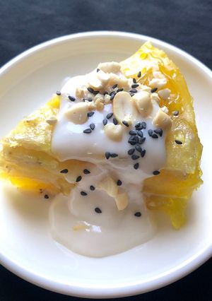 Hình của món Bánh chuối hấp cốt dừa.