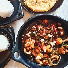 A picture of Prawn Stir Fry with vegetables.