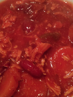 A picture of Amy's shredded chilli chicken crockpot.