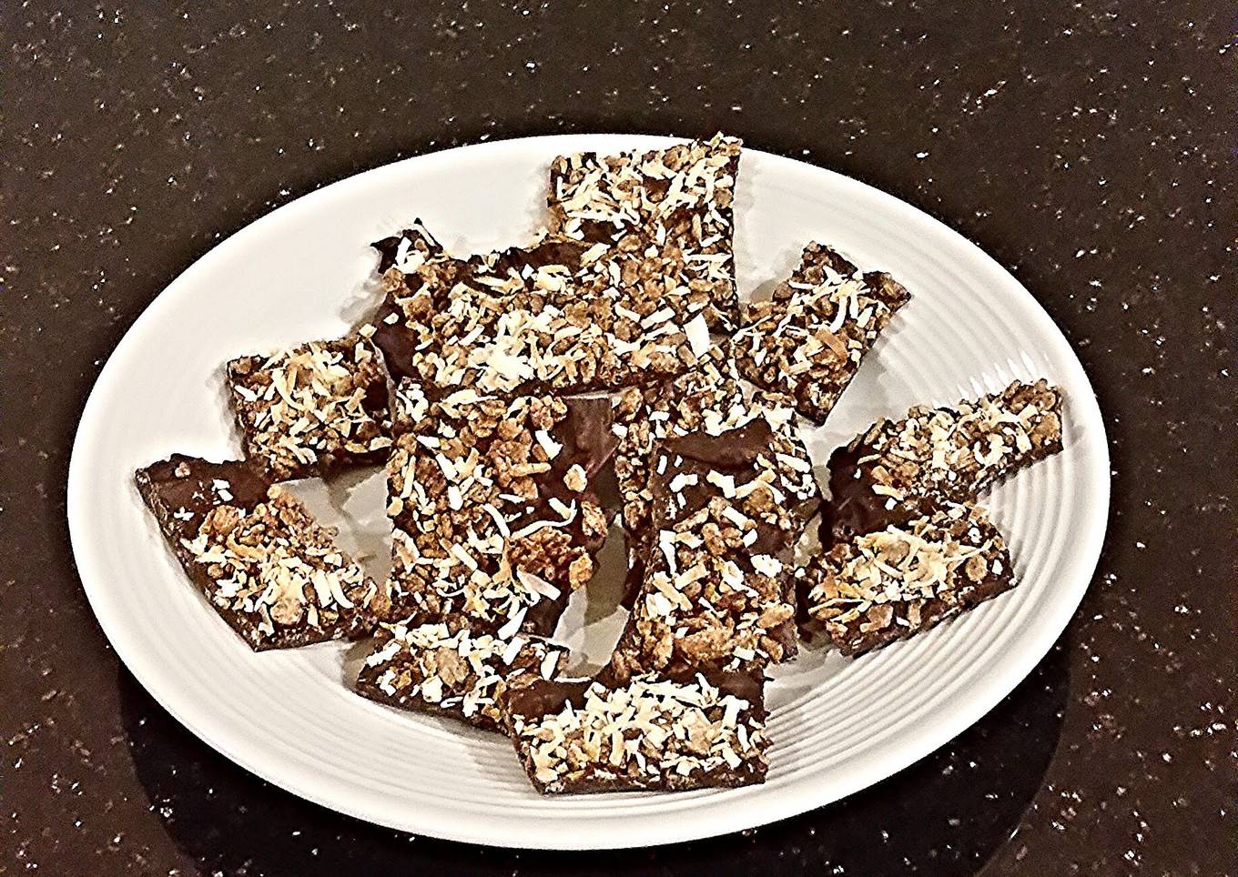 Dark Chocolate Toasted Coconut Crispy Bark