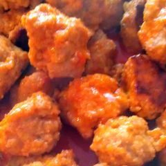 A picture of buffalo chicken meatballs.