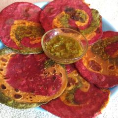 A picture of Tri colour paratha.