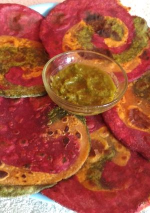 A picture of Tri colour paratha.