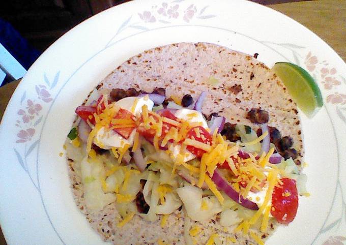 Black bean tacos with sauteed cabbage