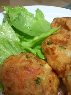 A picture of Fluffy Ganmodoki Tofu Fritters with Sakura Shrimp.
