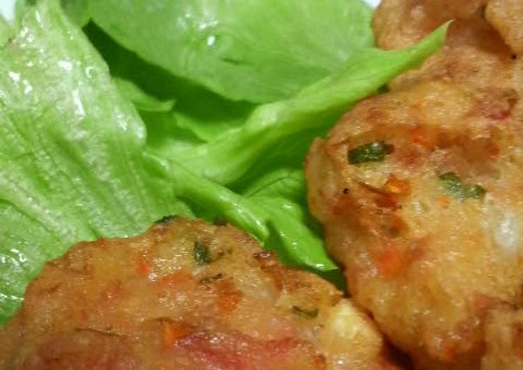 Recipe: Appetizing Fluffy Ganmodoki Tofu Fritters with Sakura Shrimp