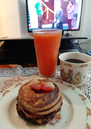 Una foto de Pancake de cambur y avena
