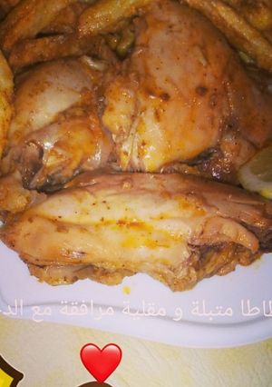 صورة لوصفة بطاطا متبلة مرافقة بالدجاج ❤