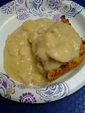 Cornbread dressing with chicken gravy