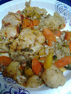A picture of Roasted Buttery Chicken and Vegetables.