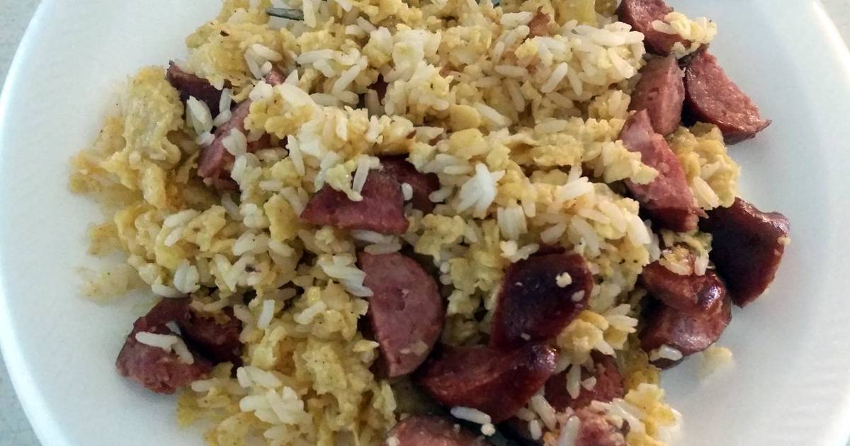 Rice with Sausage, Onion, Ketchup and Sunny-Side-Up Egg