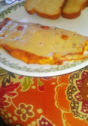A picture of 3 Cheese Turkey & Salami Omelette.