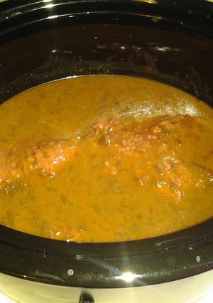 A picture of Crockpot Cubed Steak w/ Onion Cocktail Sauce.