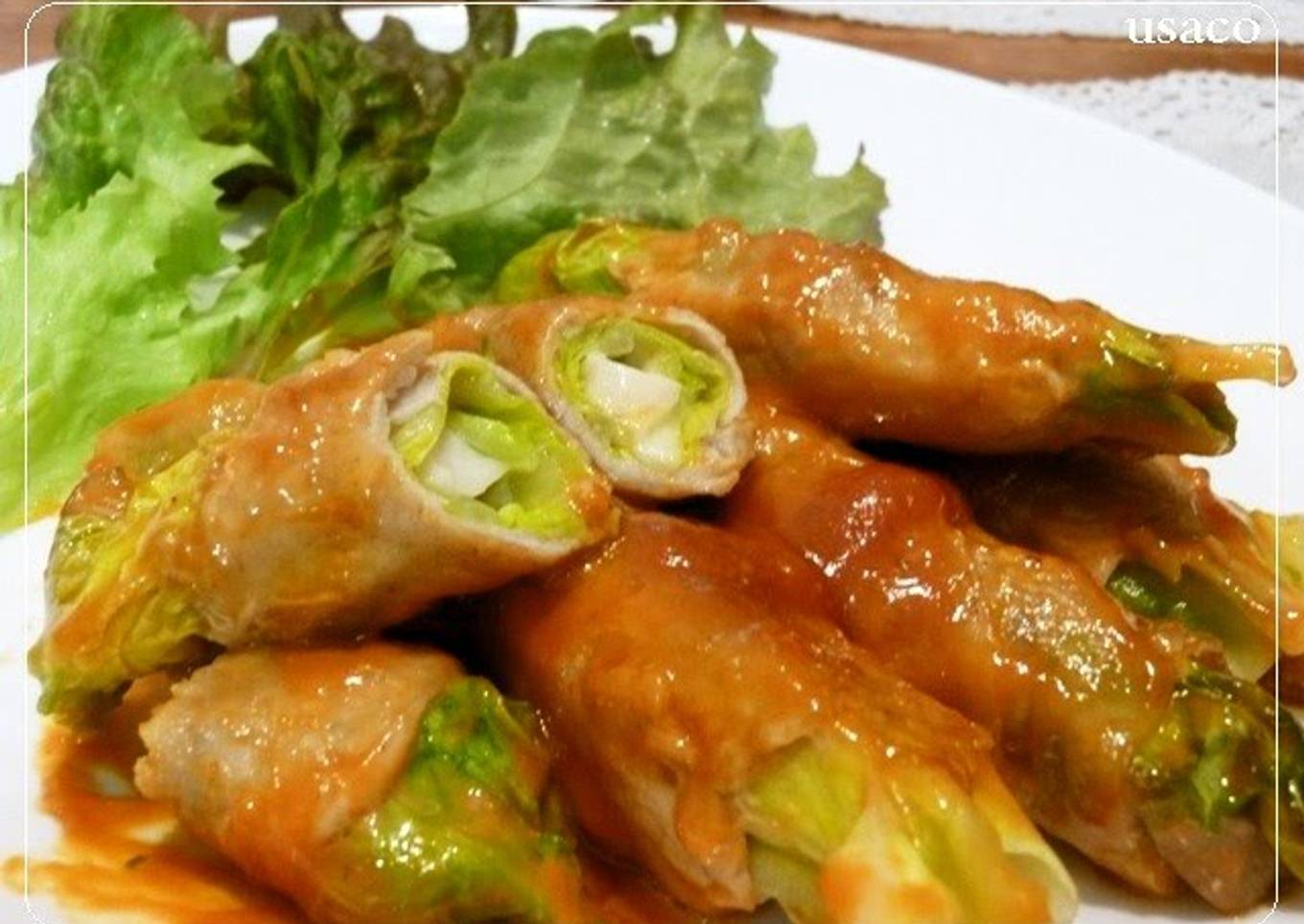 Rolled Pork with Spring Cabbage and Cheese