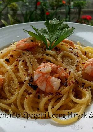Foto resep Spagetti Udang Minyak Zaitun #pr_olahanudang