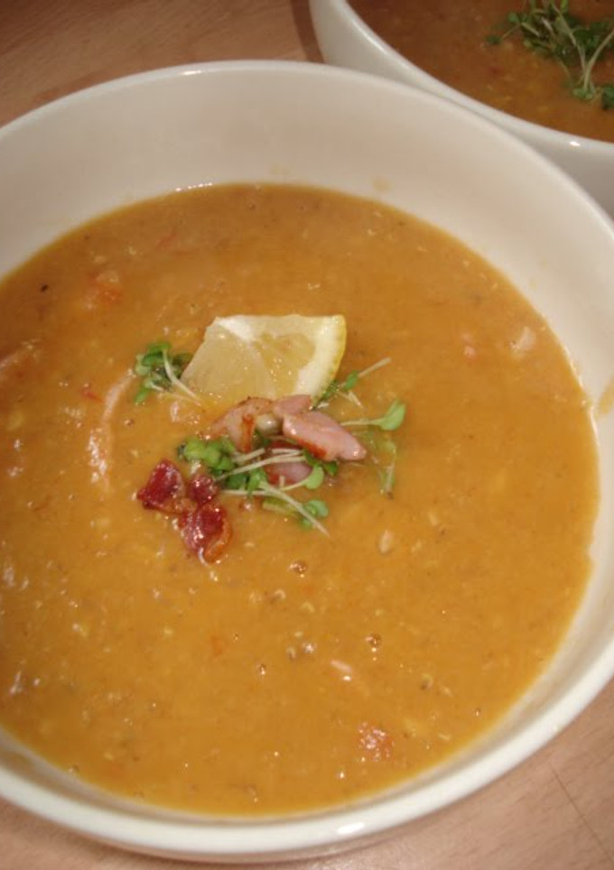 A picture of Lentils and Bacon Soup.