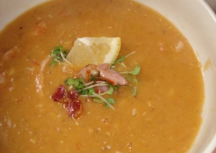 Recipe of Homemade Lentils and Bacon Soup