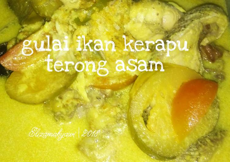 Langkah mengolah Gulai ikan kerapu terong asam Lezat