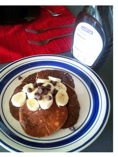 A picture of Chocolate-Banana Protien Pancakes.