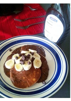 A picture of Chocolate-Banana Protien Pancakes.