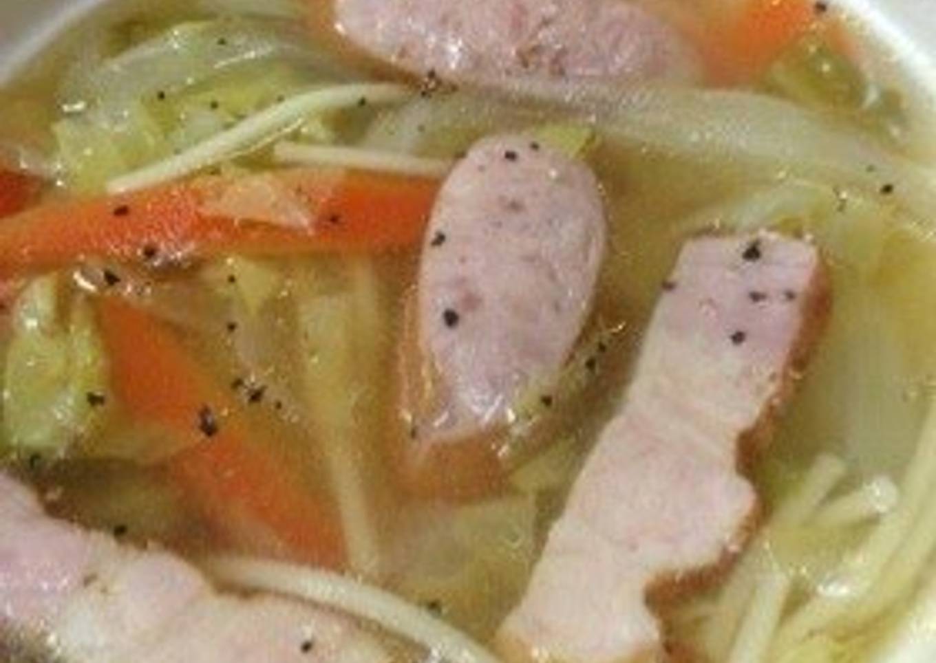 Sweet Onion & Spring Cabbage ☆ Soup Pasta