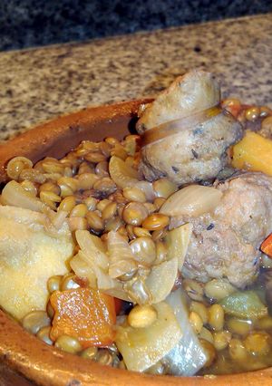 A picture of Sausage lentil stew.