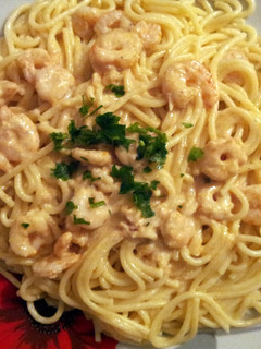 A picture of Shrimp Spagetti.
