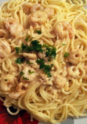 A picture of Shrimp Spagetti.
