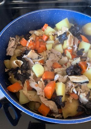 A picture of Nimono (煮物), Traditional Japanese Root Vegetable Dish.